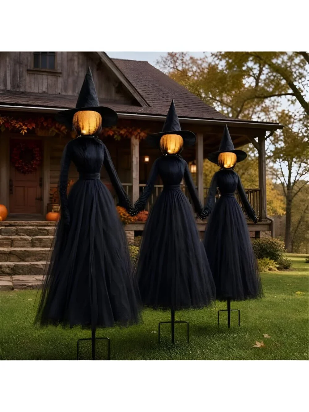Halloween Witch Decorations Outdoor, 6 FT Set of 3 Holding Hands Witches Stakes